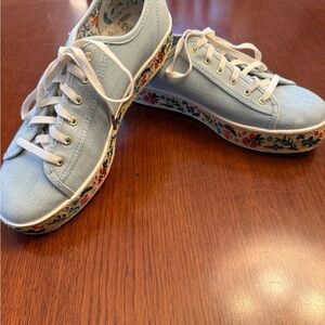 Keds Rifle Paper Company Collaboration Light Blue Floral Sneakers